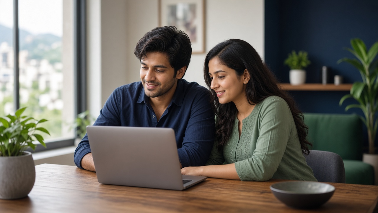 Couple comparing insurance plans together