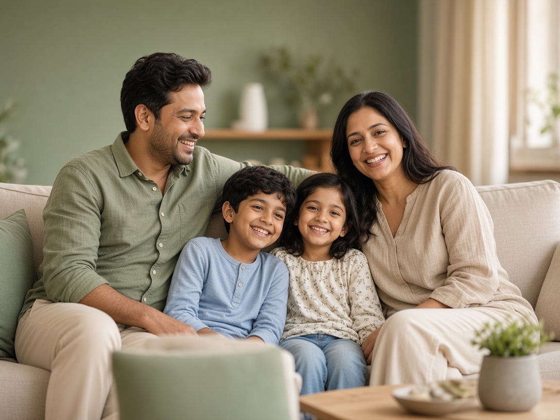 Happy family covered under one health floater plan