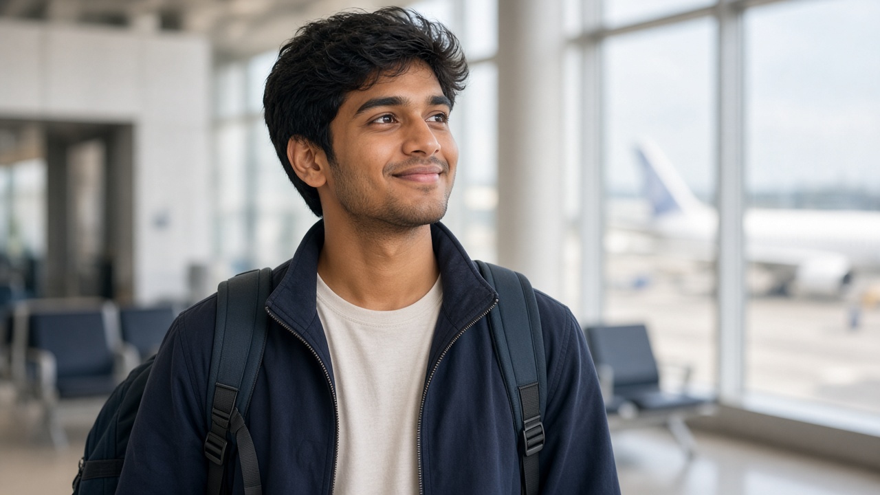 Student traveler heading abroad for studies